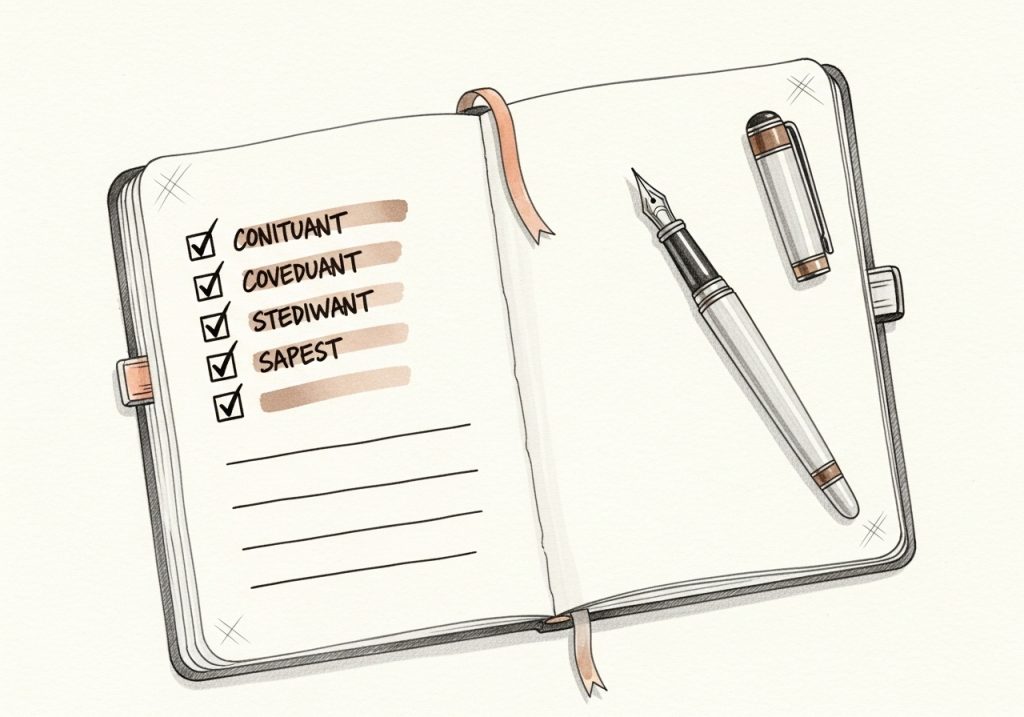 Open notebook with a checklist symbolizing a content audit and gap analysis.