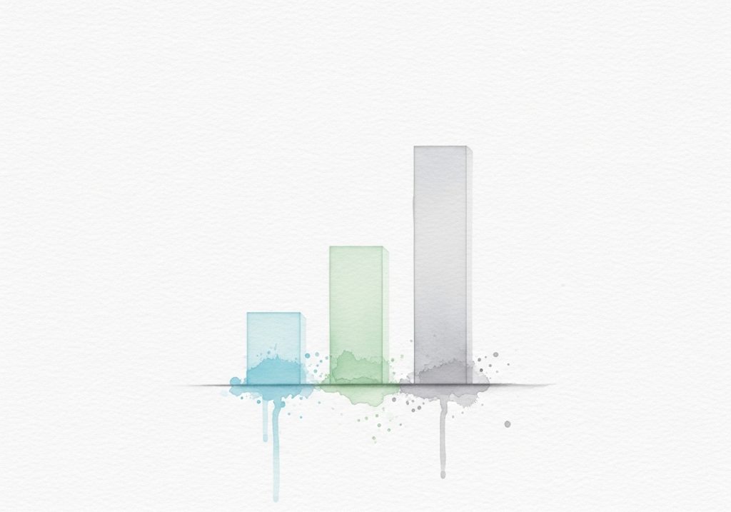 A watercolor bar chart showing growth, which represents the measurement of key activation metrics in a marketing plan.