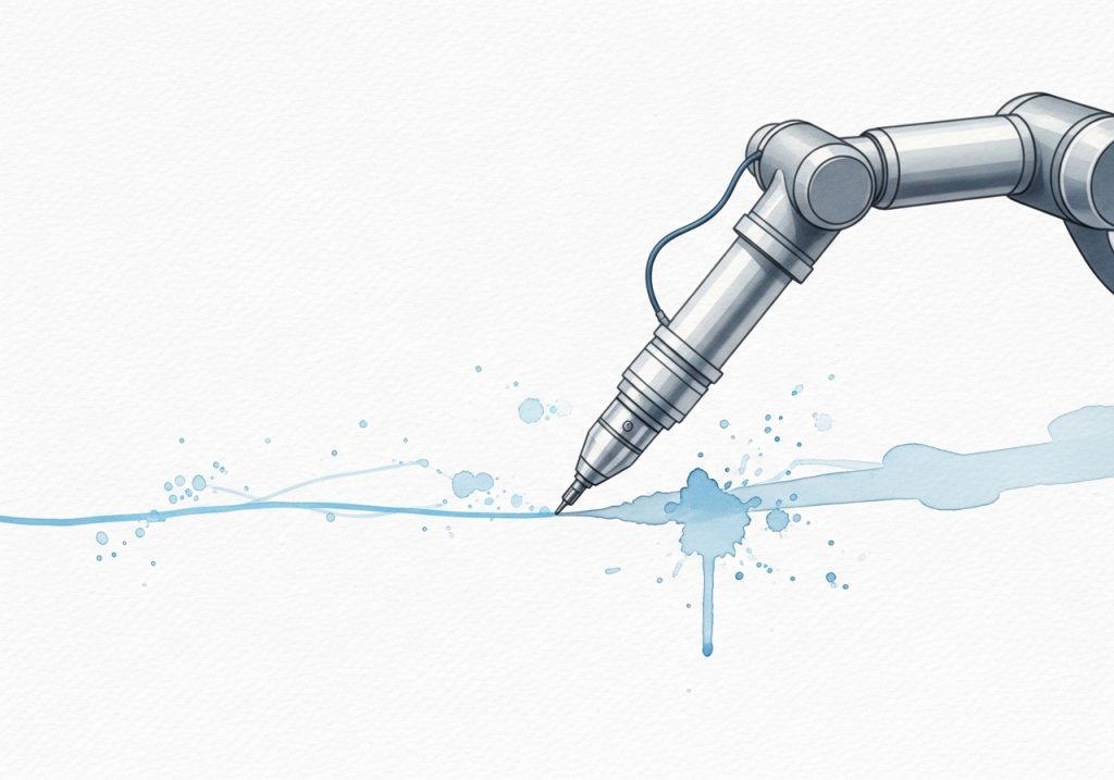 A watercolor illustration of a robotic arm, representing content automation beyond marketing templates.