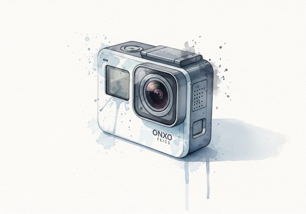 A watercolor illustration of a GoPro camera, symbolizing user-generated content marketing.
