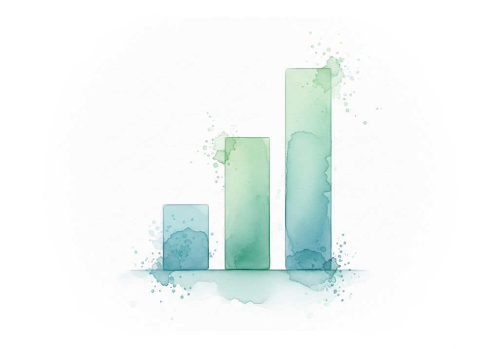 A watercolor bar chart illustrating the use of data in LinkedIn posts to build trust.