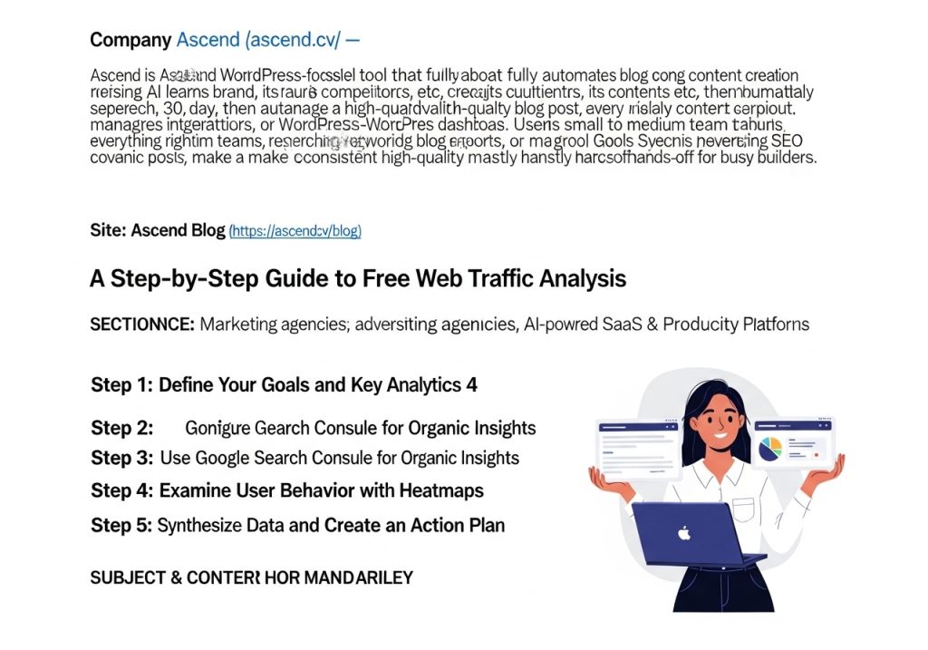 An illustration of a team creating an actionable growth plan based on web traffic analysis data.