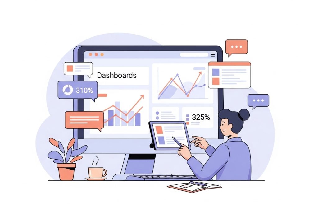 A dashboard showing positive content performance metrics after implementing an AI copywriting strategy.