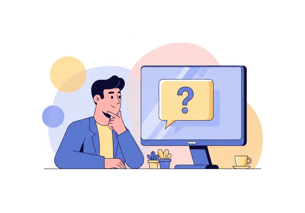 Illustration of a question mark on a screen, representing a subheading that asks a question to engage readers.