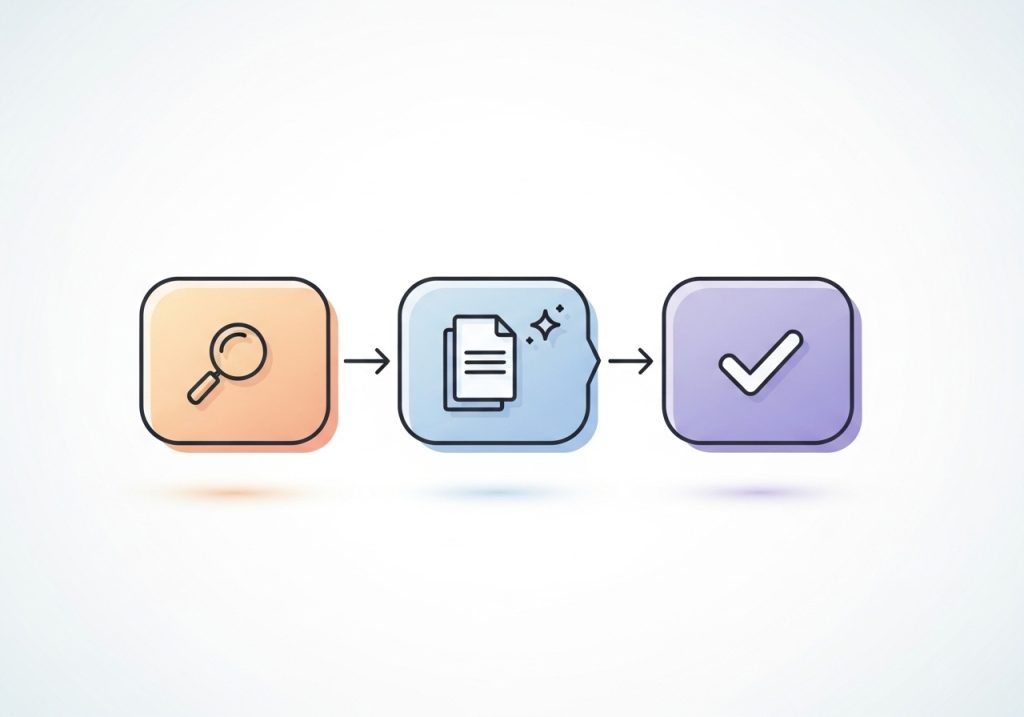 A flowchart showing how to integrate AI content creation tools into an agency workflow, from strategy to publishing.