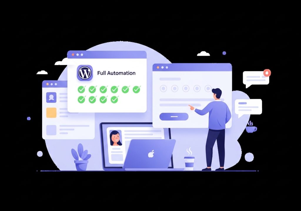 A character comparing two different AI content platforms based on their integration and automation features.