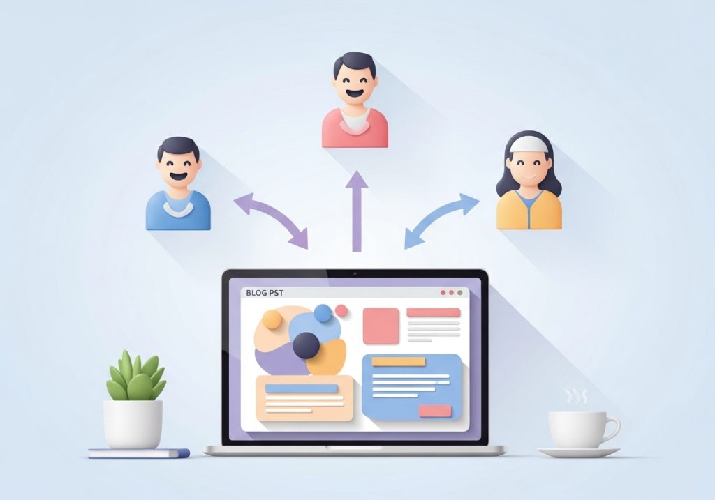 Illustration showing how strategic blog content leads to increased customer satisfaction and positive customer impact.